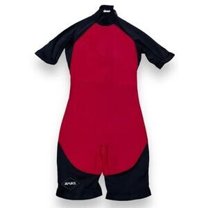 Bare Wetsuit Shorty Boys Youth Sz 12-14 Neoprene UV Protection Red Black